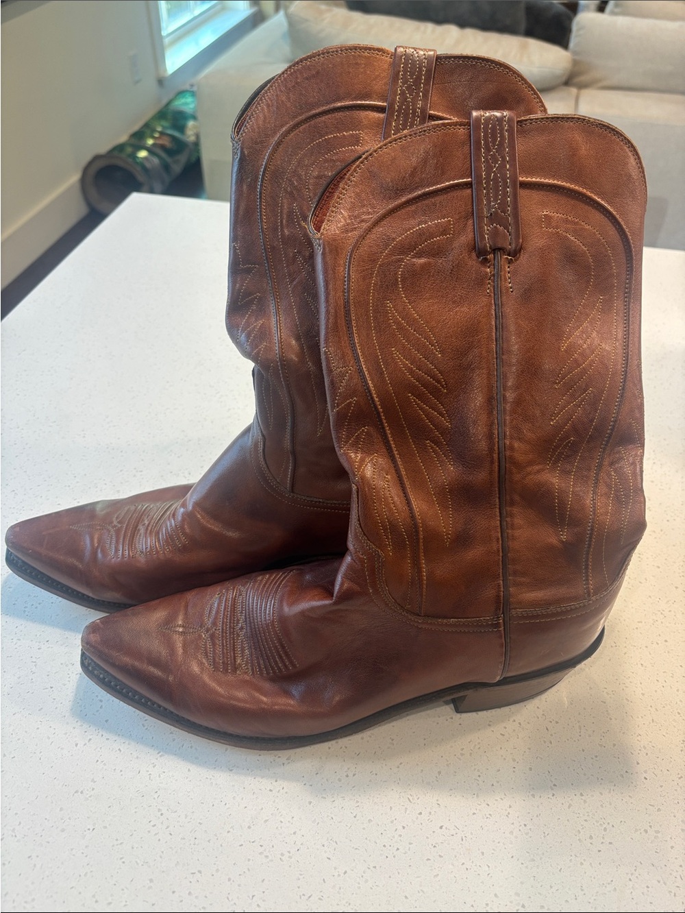 Lucchese 1883 Men’s Leather Cowboy Boots - Style N1596 - Size 101/2D- Brown
